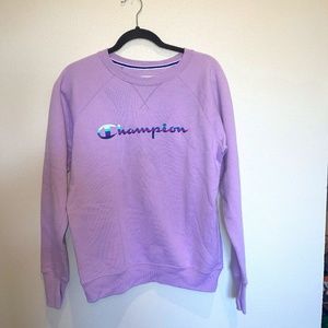 Champion Women's Lavender Lilac Crew Neck Sweatshirt Large